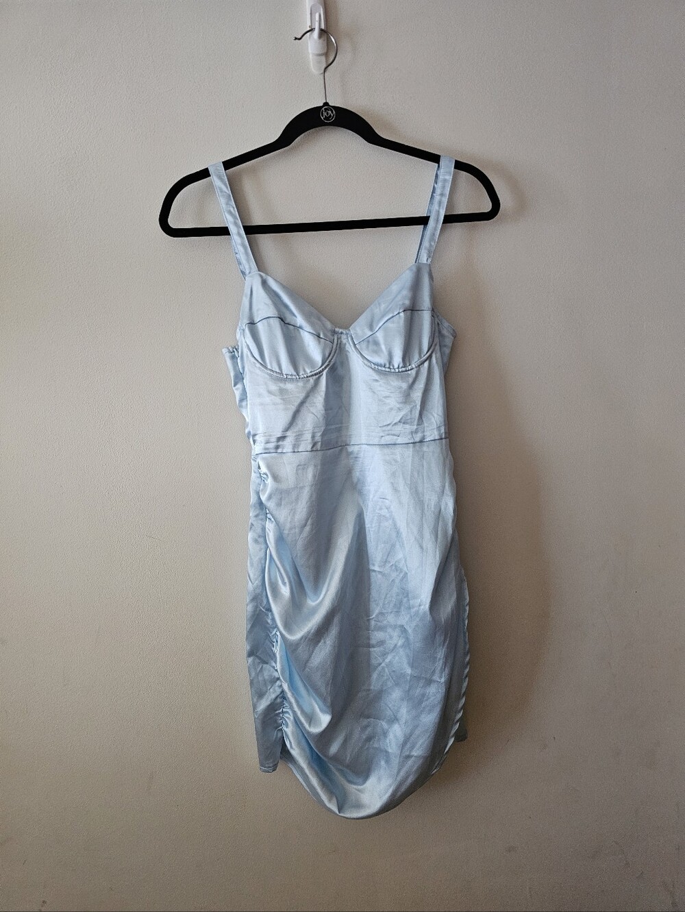 PrettyLittleThing Powder Blue Satin Slip Dress